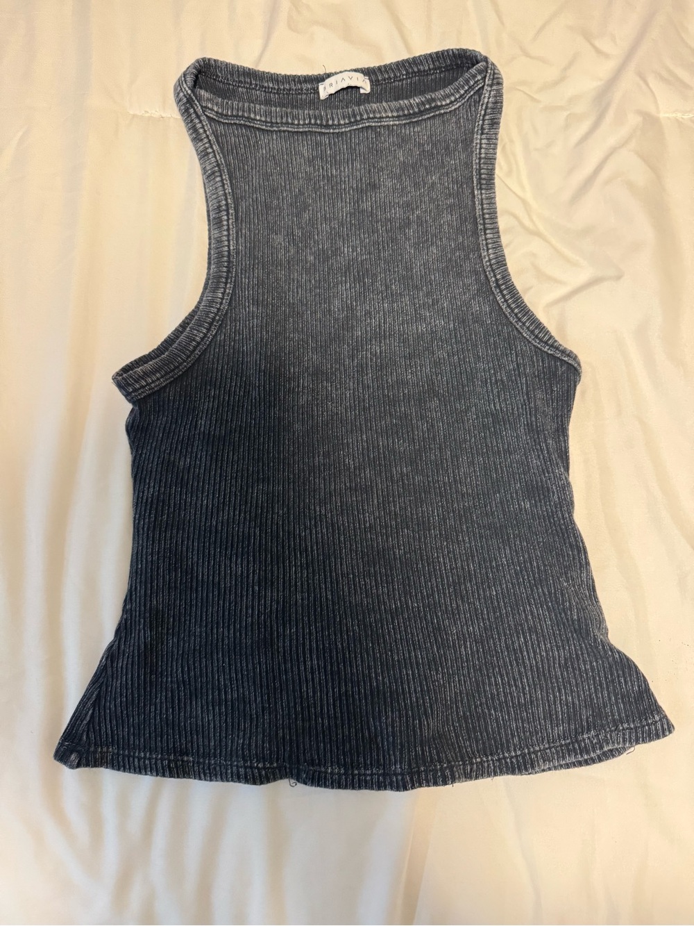 Washed Black Ribbed Tank Top